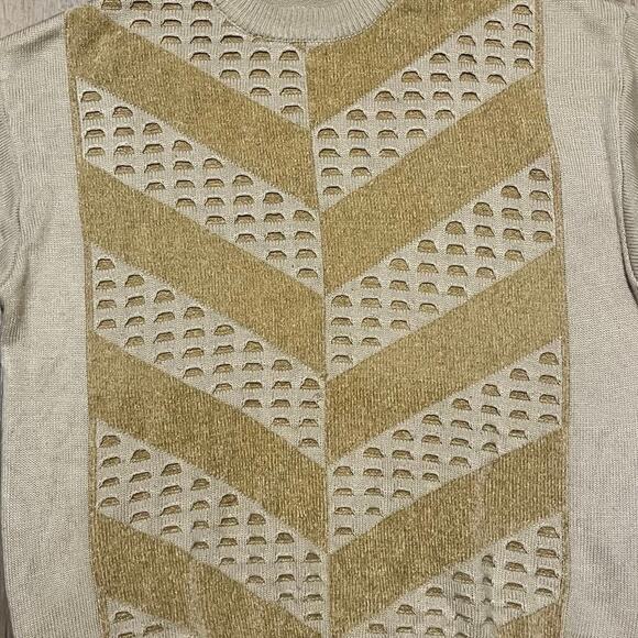 VTG Bergati 3D Knit Textured Sweater L Coogi Style Cosby 90s Abstract Tan Hiphop - Picture 4 of 6
